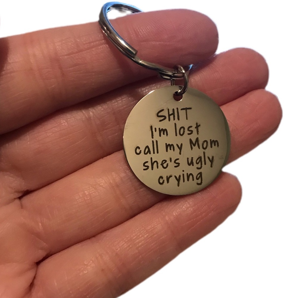 Call my mom she’s ugly crying dog tag
